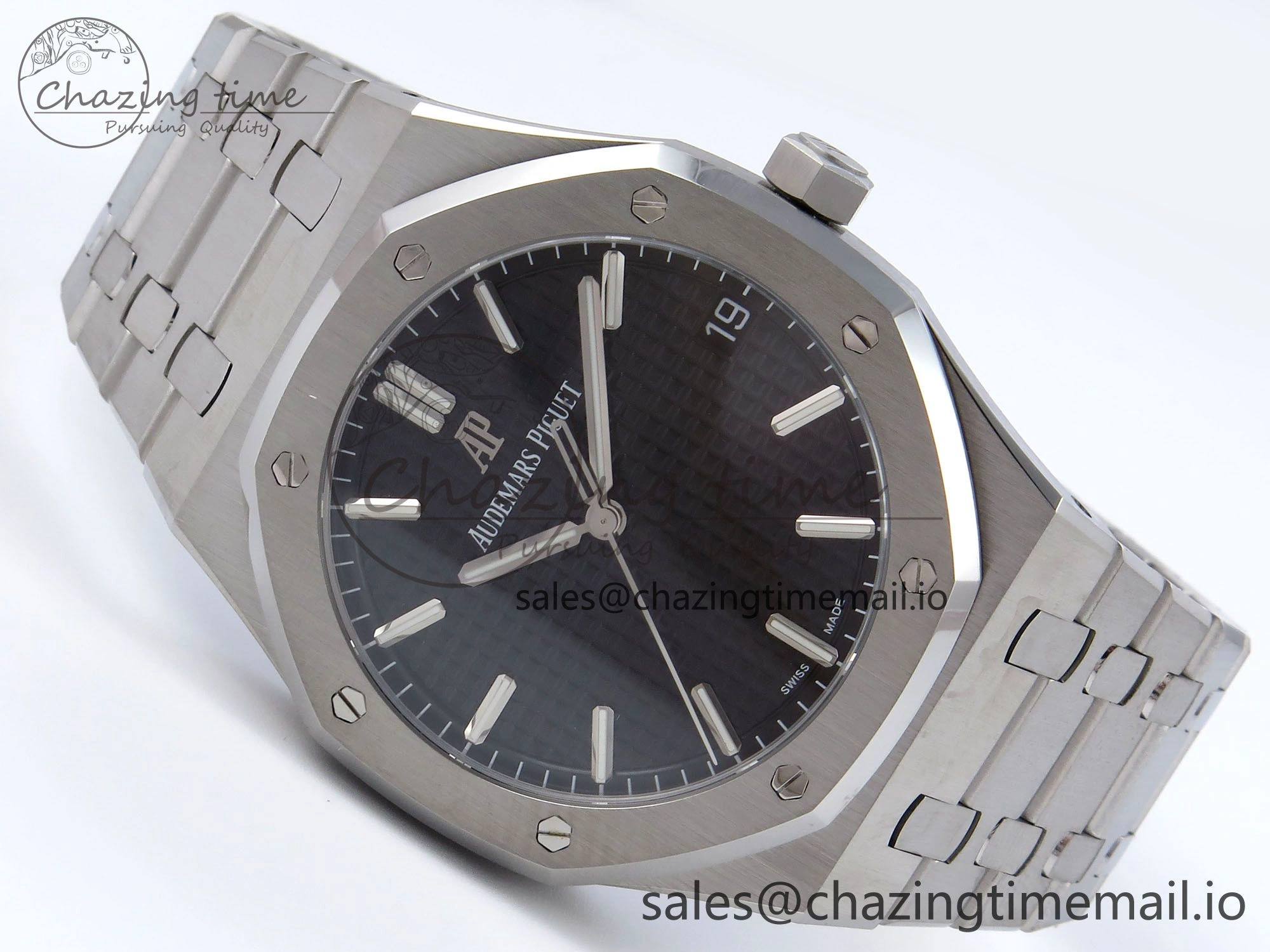 Affordable Royal Oak 41mm 15500 SS TKF 1:1 Best Edition Black Dial on SS Bracelet SA4302 Super Clone 4305