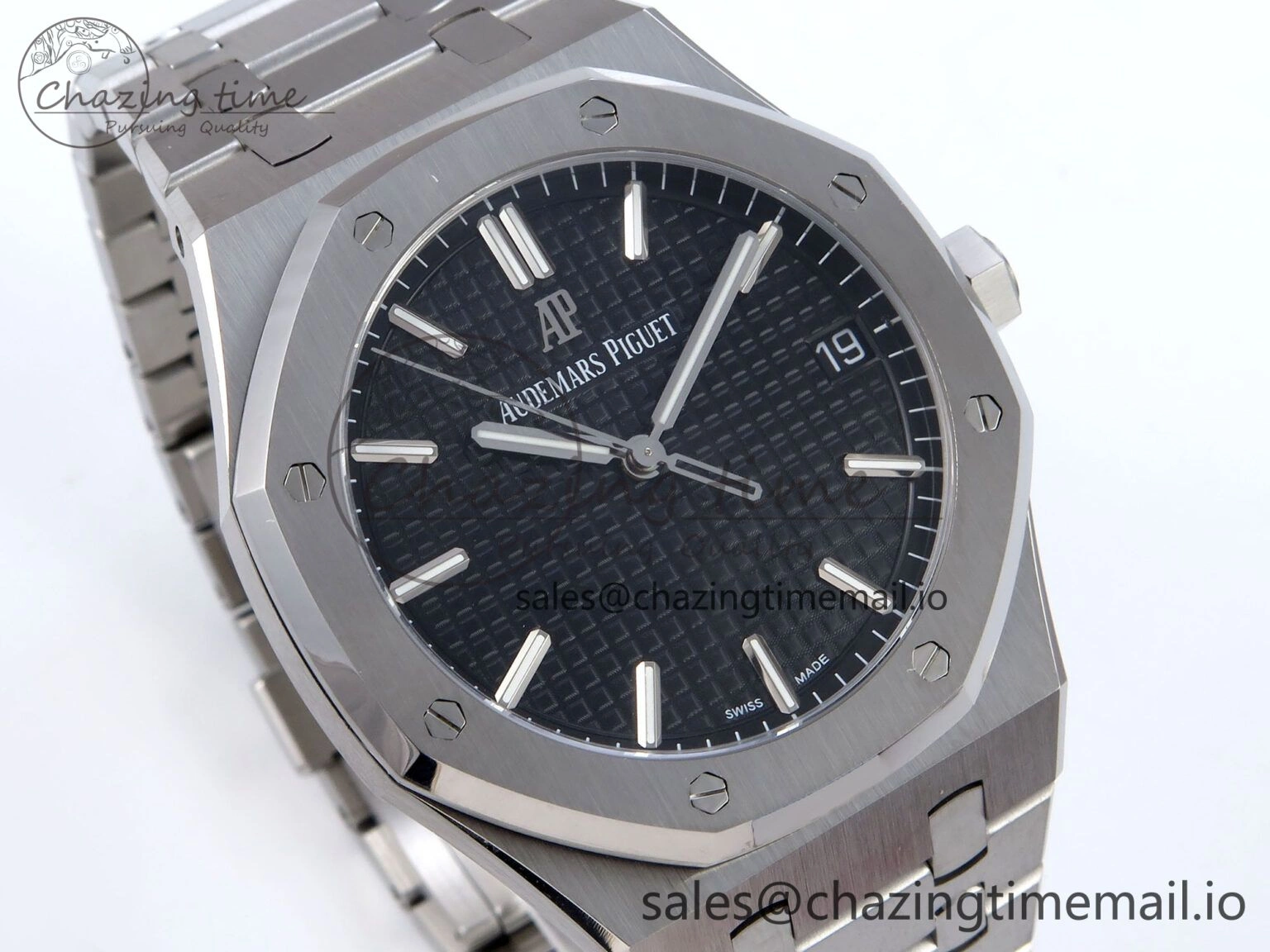 Affordable Royal Oak 41mm 15500 SS TKF 1:1 Best Edition Black Dial on SS Bracelet SA4302 Super Clone 4305