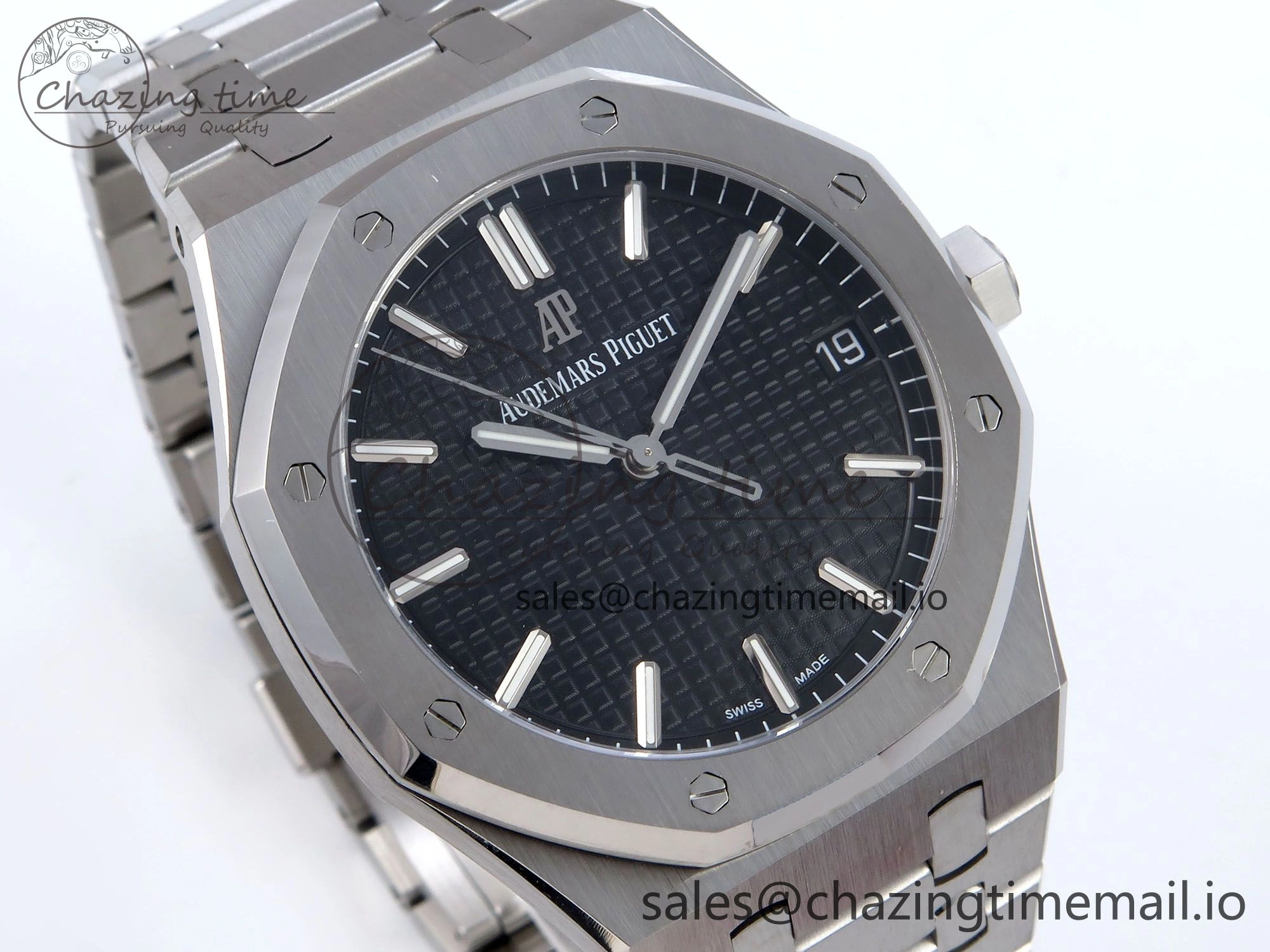 Affordable Royal Oak 41mm 15500 SS TKF 1:1 Best Edition Black Dial on SS Bracelet SA4302 Super Clone 4305