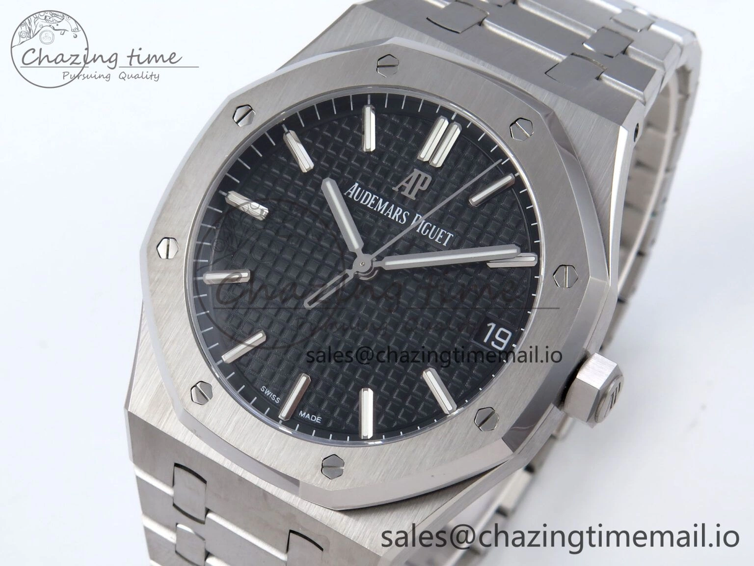 Affordable Royal Oak 41mm 15500 SS TKF 1:1 Best Edition Black Dial on SS Bracelet SA4302 Super Clone 4305