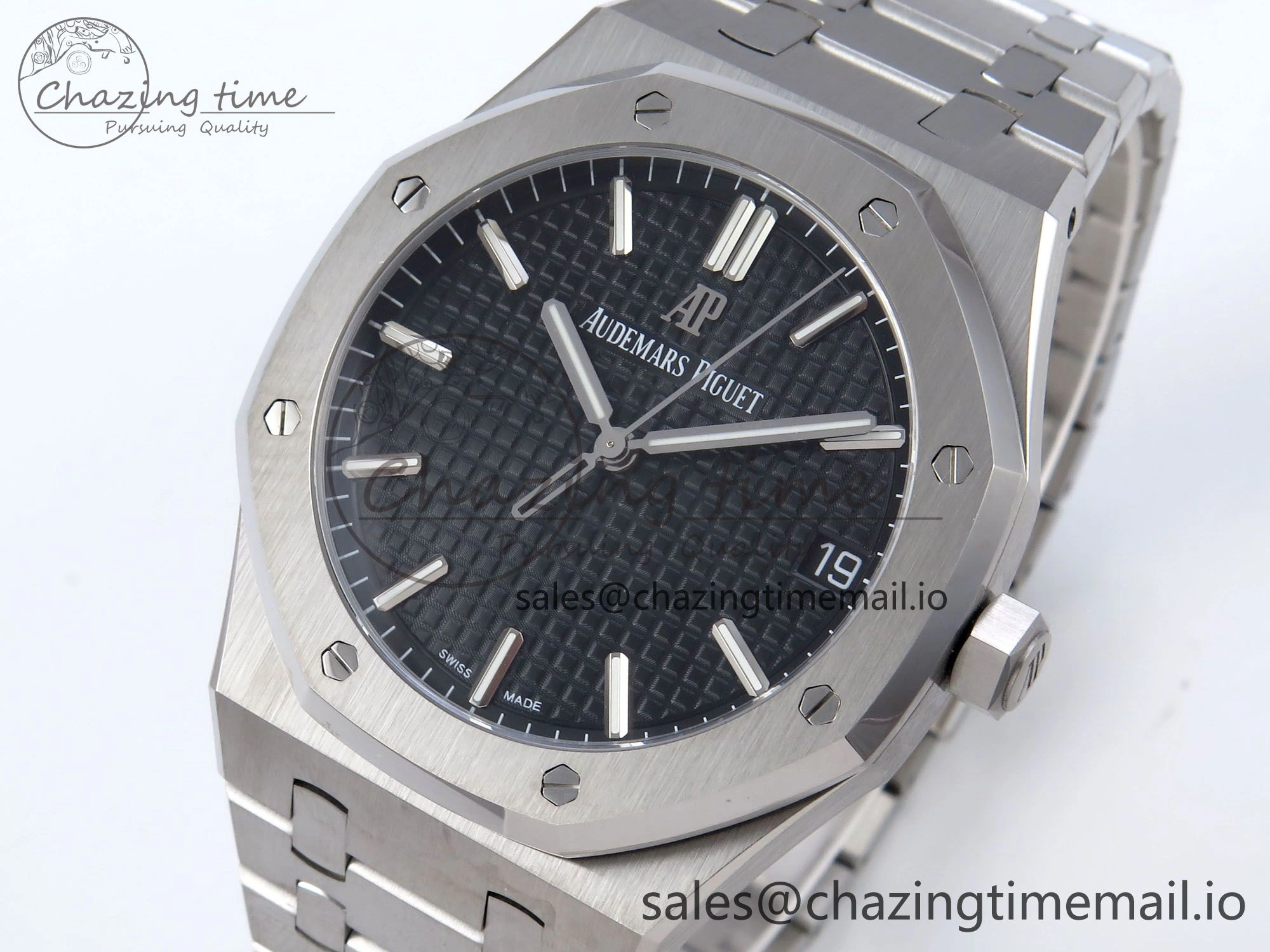 Affordable Royal Oak 41mm 15500 SS TKF 1:1 Best Edition Black Dial on SS Bracelet SA4302 Super Clone 4305