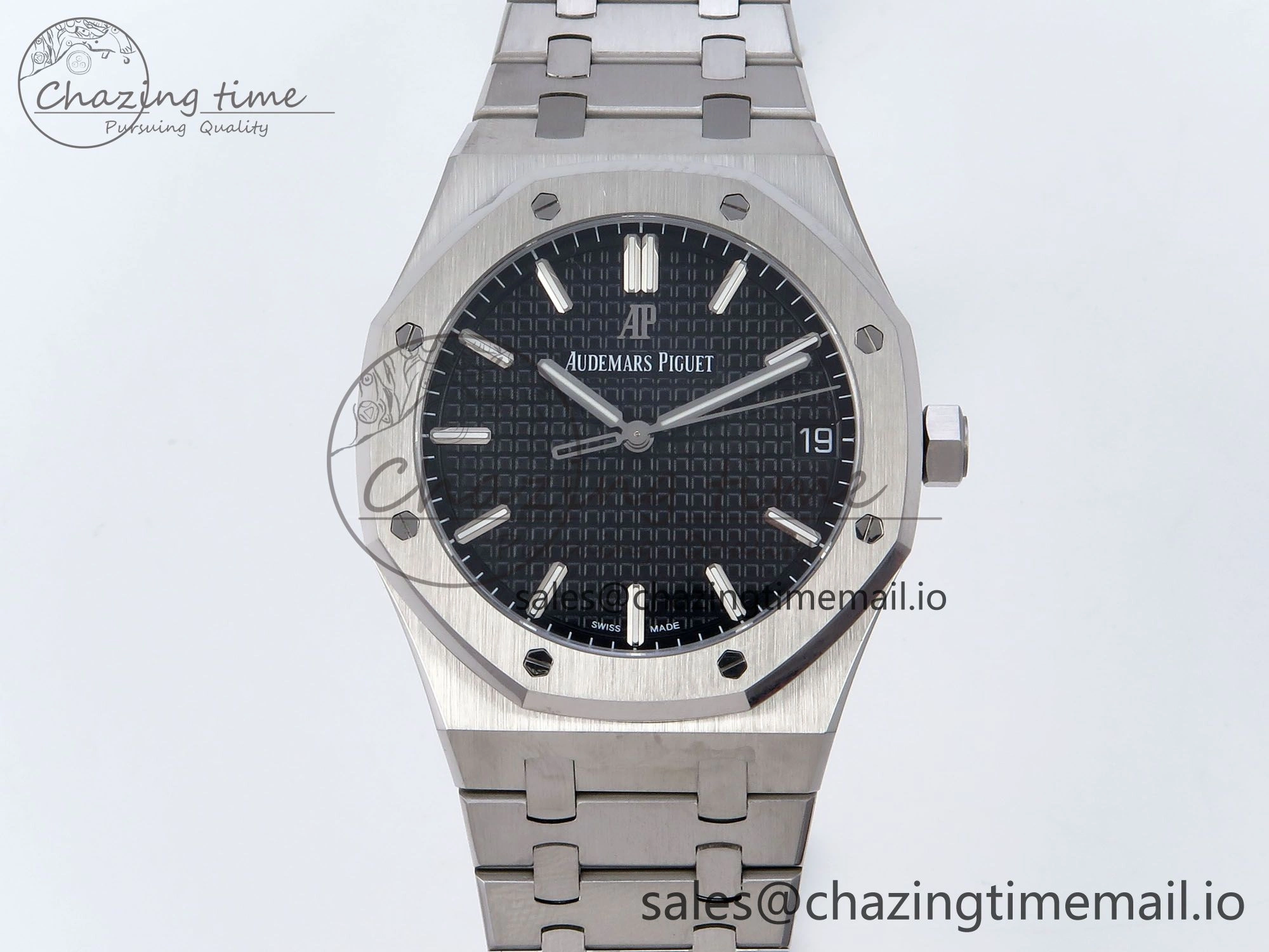 Affordable Royal Oak 41mm 15500 SS TKF 1:1 Best Edition Black Dial on SS Bracelet SA4302 Super Clone 4305