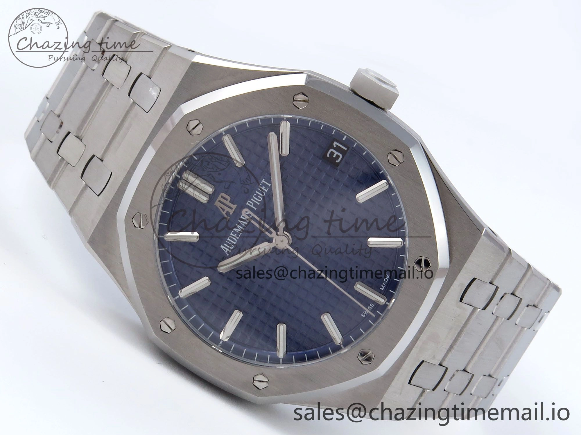 Royal Oak 41mm 15500 SS TKF 1:1 Best Edition Blue Dial on SS Bracelet SA4302 Super Clone SmoothTexture 4307