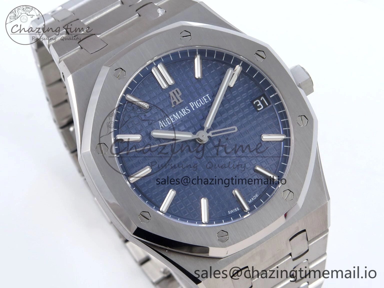 Royal Oak 41mm 15500 SS TKF 1:1 Best Edition Blue Dial on SS Bracelet SA4302 Super Clone SmoothTexture 4307