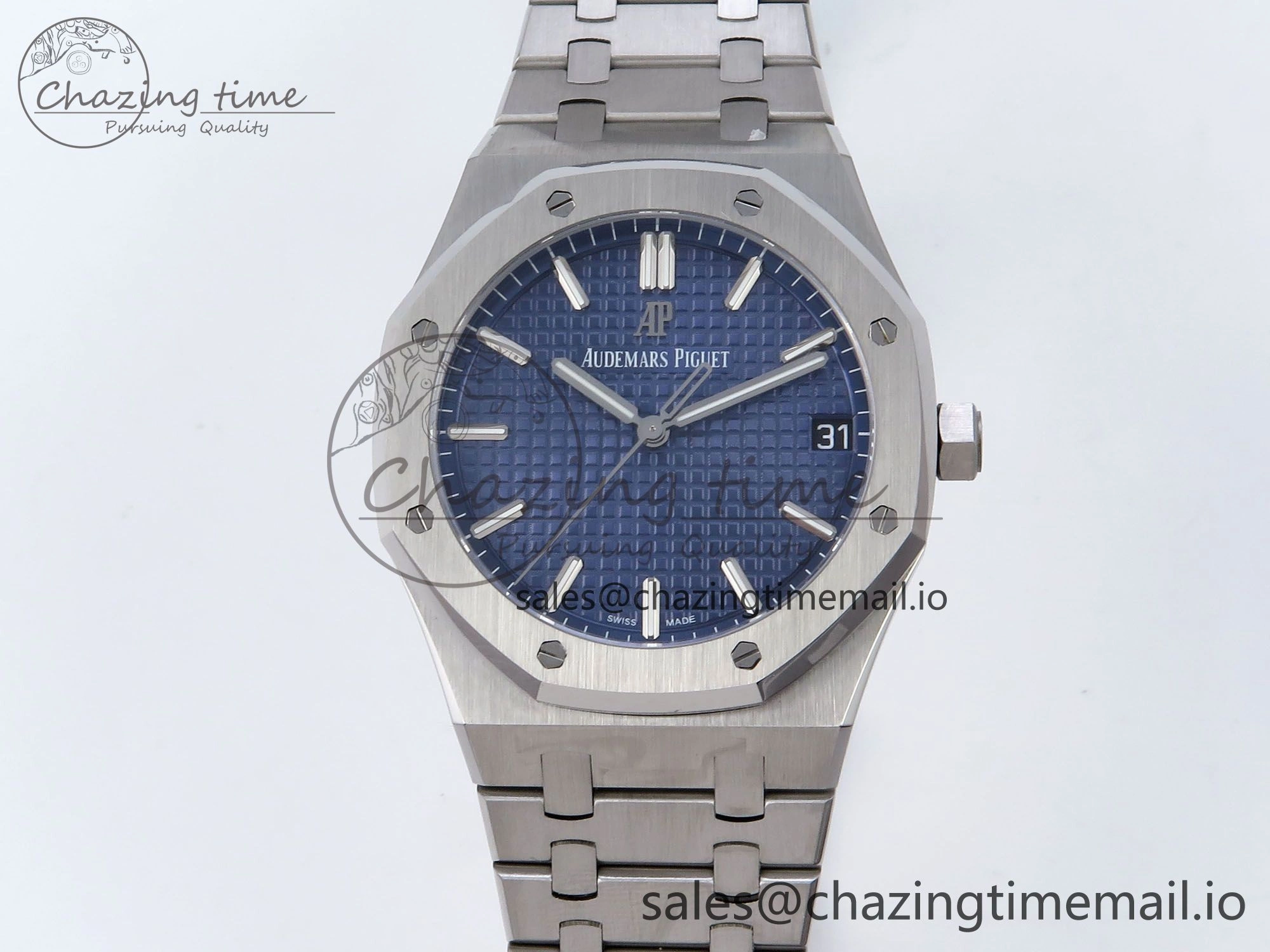 Royal Oak 41mm 15500 SS TKF 1:1 Best Edition Blue Dial on SS Bracelet SA4302 Super Clone SmoothTexture 4307