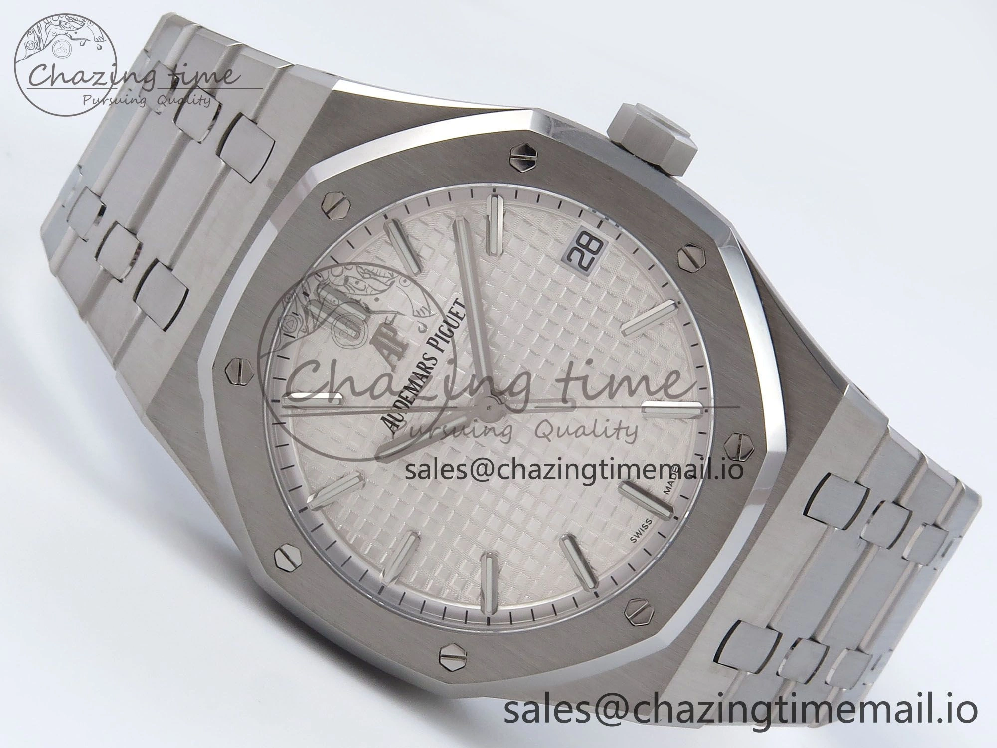 QuickDry Royal Oak 41mm 15500 SS TKF 1:1 Best Edition White Dial on SS Bracelet SA4302 Super Clone 4306