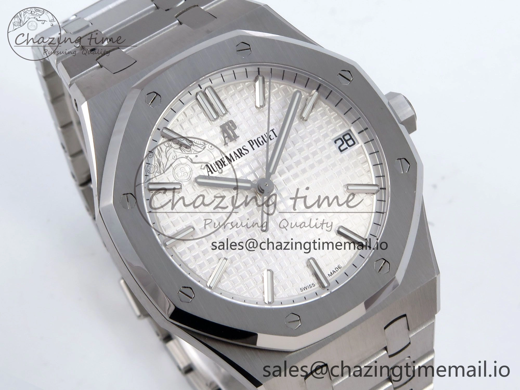 QuickDry Royal Oak 41mm 15500 SS TKF 1:1 Best Edition White Dial on SS Bracelet SA4302 Super Clone 4306