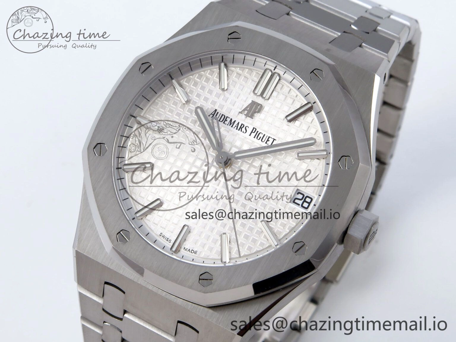 QuickDry Royal Oak 41mm 15500 SS TKF 1:1 Best Edition White Dial on SS Bracelet SA4302 Super Clone 4306