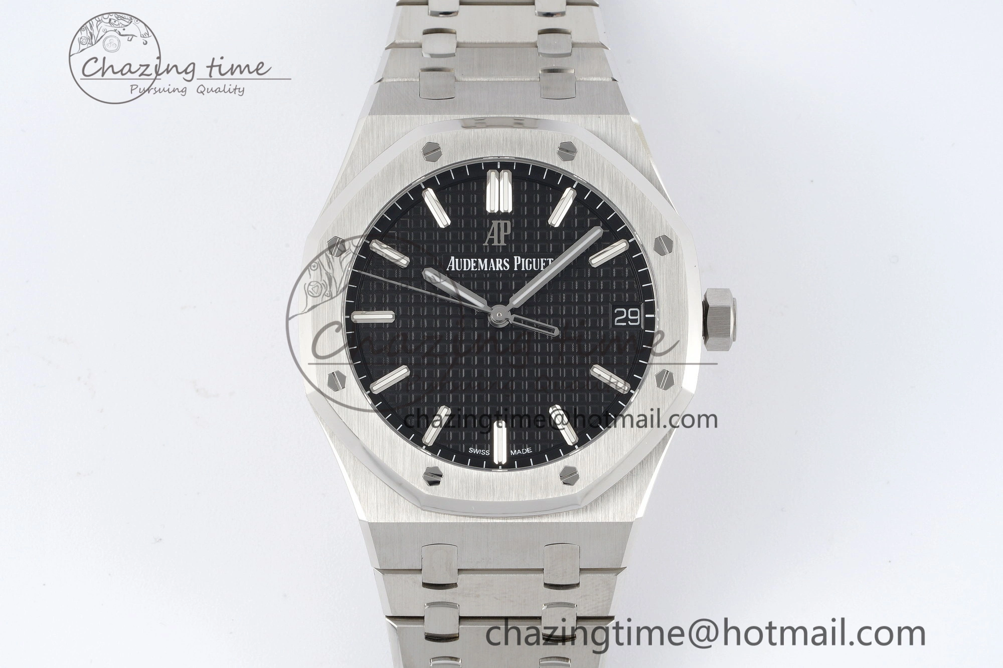 Royal Oak 41mm 15500 SS ZF 1:1 Best Edition Black Textured Dial on SS Bracelet A4302 Super Clone V Bright 4711