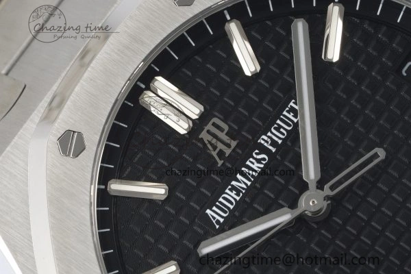 Royal Oak 41mm 15500 SS ZF 1:1 Best Edition Black Textured Dial on SS Bracelet A4302 Super Clone V Bright 4711