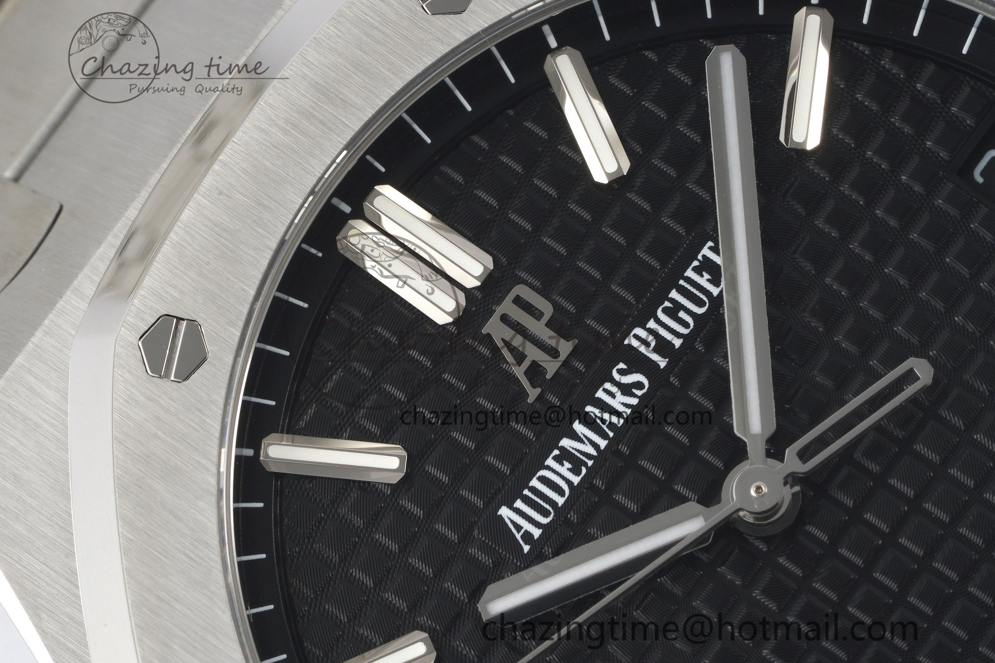 Royal Oak 41mm 15500 SS ZF 1:1 Best Edition Black Textured Dial on SS Bracelet A4302 Super Clone V Bright 4711