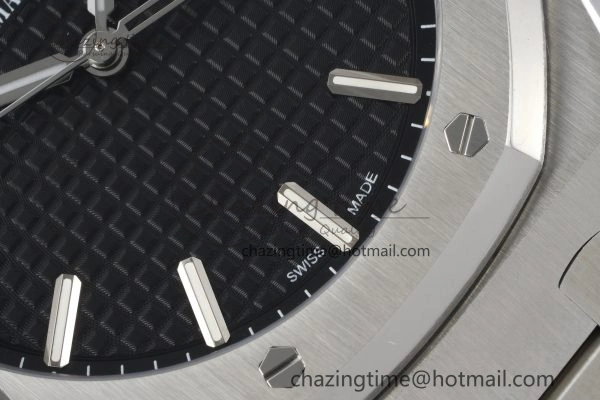 Royal Oak 41mm 15500 SS ZF 1:1 Best Edition Black Textured Dial on SS Bracelet A4302 Super Clone V Bright 4711