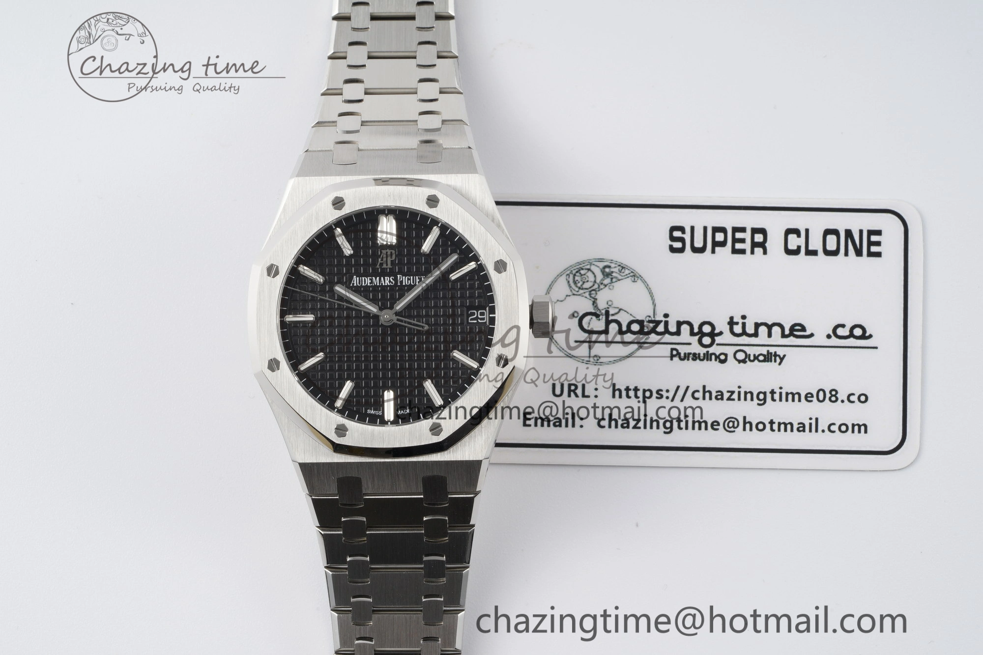 Royal Oak 41mm 15500 SS ZF 1:1 Best Edition Black Textured Dial on SS Bracelet A4302 Super Clone V Bright 4711