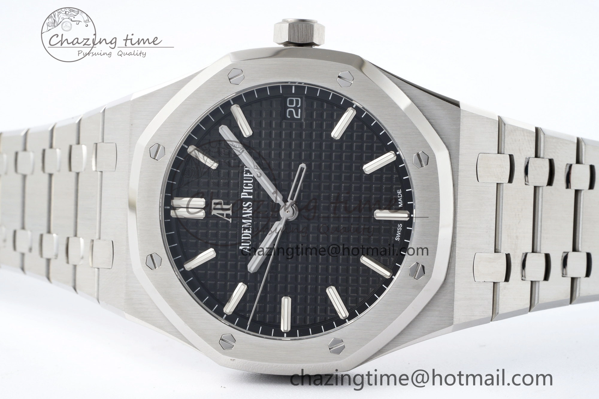 Royal Oak 41mm 15500 SS ZF 1:1 Best Edition Black Textured Dial on SS Bracelet A4302 Super Clone WellDesigned 4738