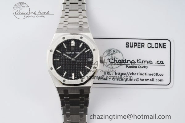 Royal Oak 41mm 15500 SS ZF 1:1 Best Edition Black Textured Dial on SS Bracelet A4302 Super Clone WellDesigned 4738