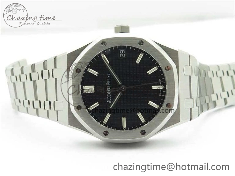 Royal Oak 41mm 15500 SS ZF 1:1 Best Edition Black Textured Dial on SS Bracelet A4302 V2 (Free Box) Unique 4828