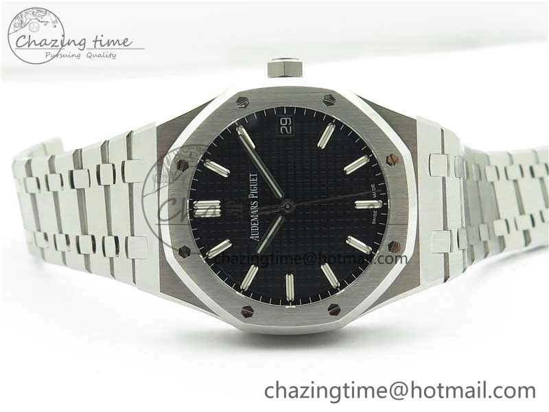 Royal Oak 41mm 15500 SS ZF 1:1 Best Edition Black Textured Dial on SS Bracelet A4302 V2 (Free Box) Unique 4828