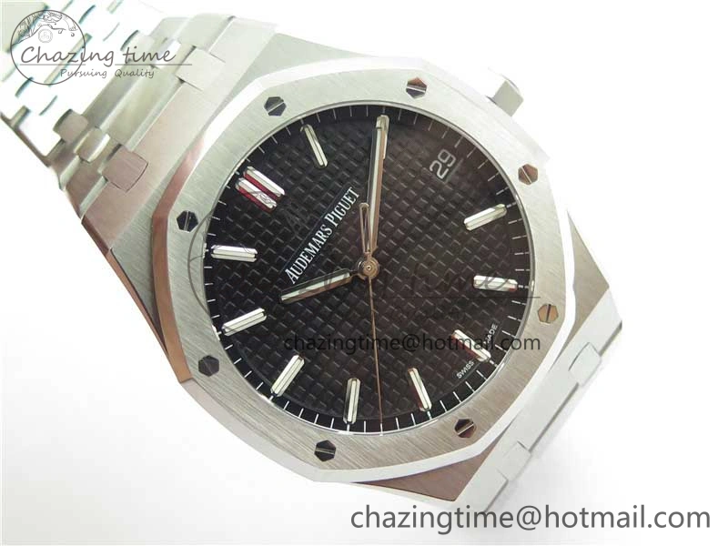 Royal Oak 41mm 15500 SS ZF 1:1 Best Edition Black Textured Dial on SS Bracelet A4302 V2 (Free Box) Unique 4828