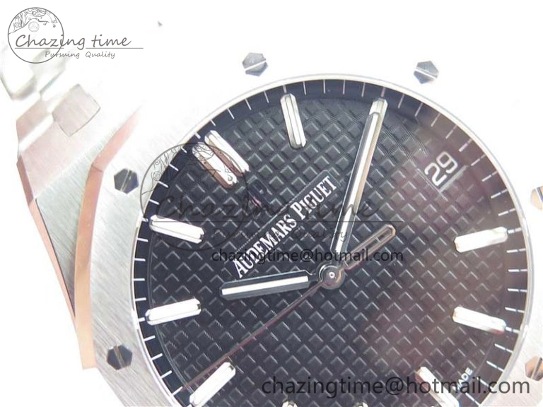 Royal Oak 41mm 15500 SS ZF 1:1 Best Edition Black Textured Dial on SS Bracelet A4302 V2 (Free Box) Unique 4828
