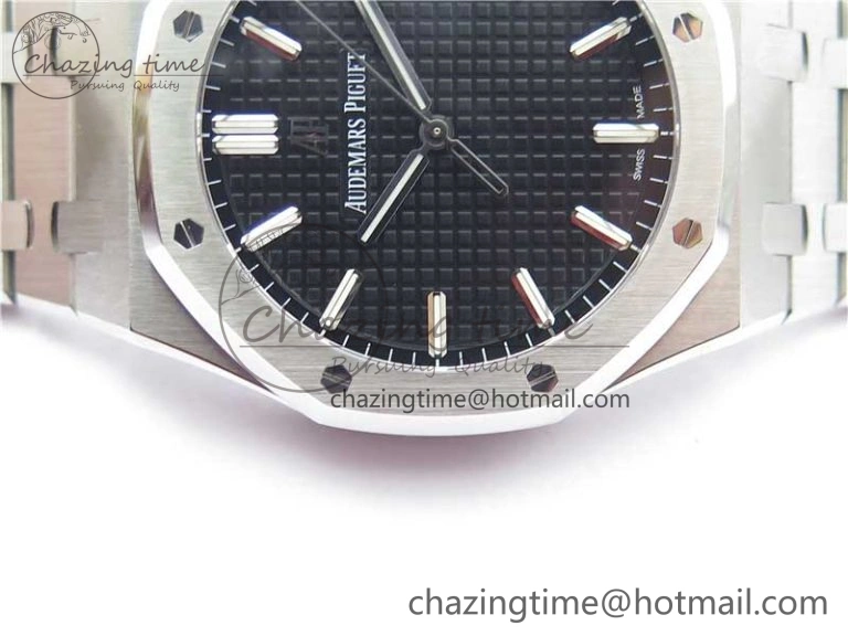 Royal Oak 41mm 15500 SS ZF 1:1 Best Edition Black Textured Dial on SS Bracelet A4302 V2 (Free Box) Unique 4828