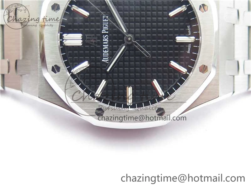 Royal Oak 41mm 15500 SS ZF 1:1 Best Edition Black Textured Dial on SS Bracelet A4302 V2 (Free Box) Unique 4828
