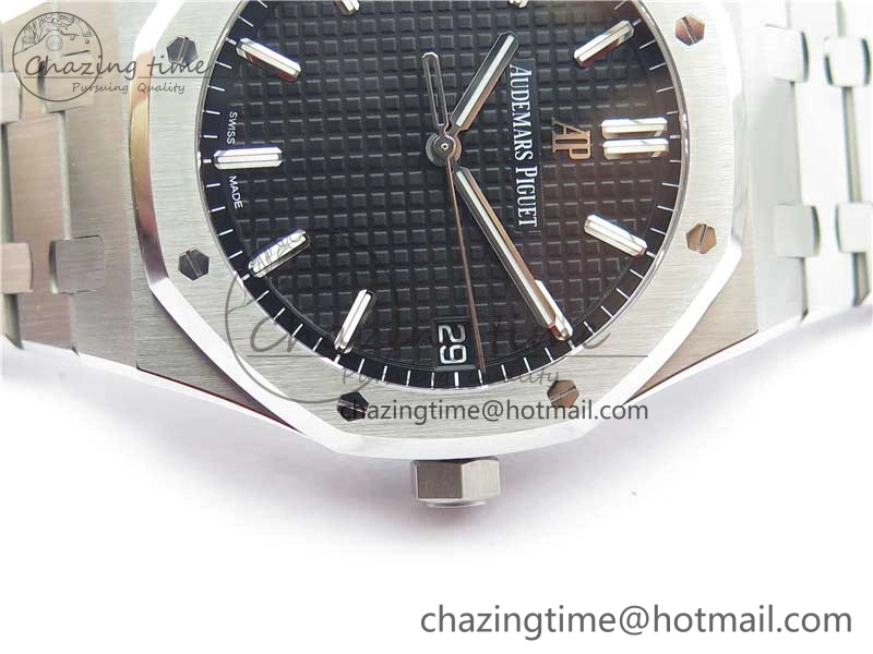 Royal Oak 41mm 15500 SS ZF 1:1 Best Edition Black Textured Dial on SS Bracelet A4302 V2 (Free Box) Unique 4828