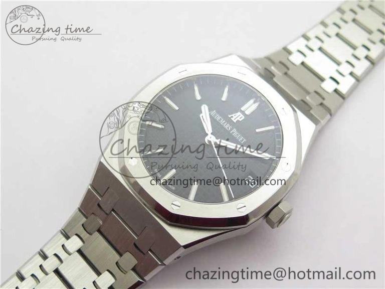 Royal Oak 41mm 15500 SS ZF 1:1 Best Edition Black Textured Dial on SS Bracelet A4302 V2 (Free Box) Unique 4828