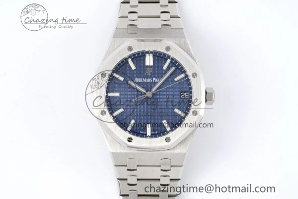 Royal Oak 41mm 15500 SS ZF 1:1 Best Edition Blue Textured Dial on SS Bracelet A4302 Super Clone V Comfortable 4713