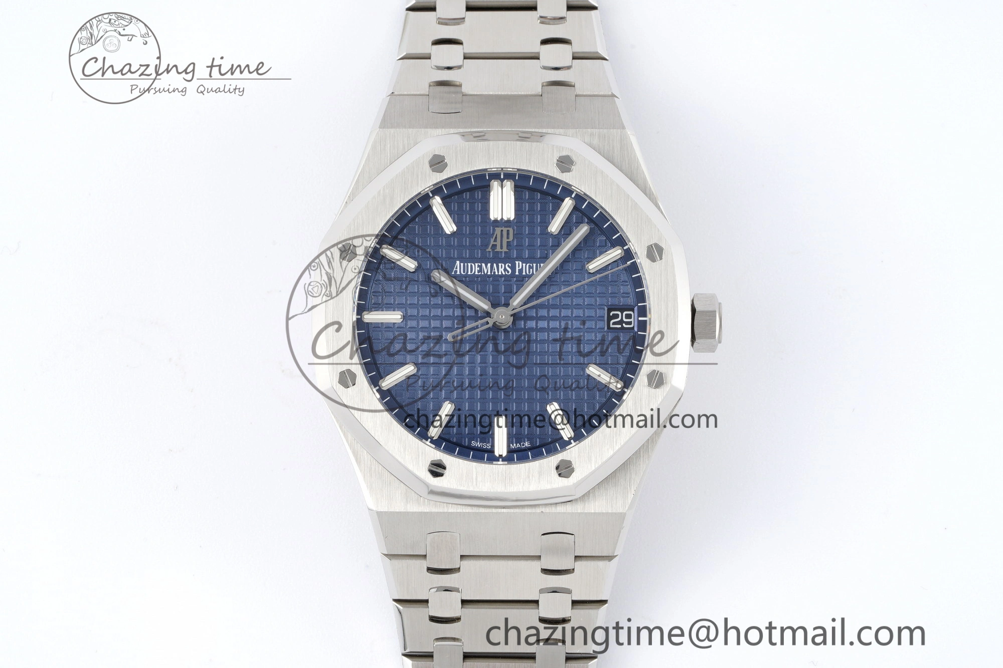 Royal Oak 41mm 15500 SS ZF 1:1 Best Edition Blue Textured Dial on SS Bracelet A4302 Super Clone V Comfortable 4713