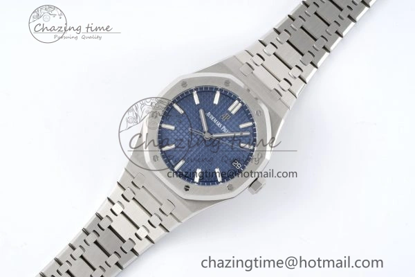 Royal Oak 41mm 15500 SS ZF 1:1 Best Edition Blue Textured Dial on SS Bracelet A4302 Super Clone V Comfortable 4713