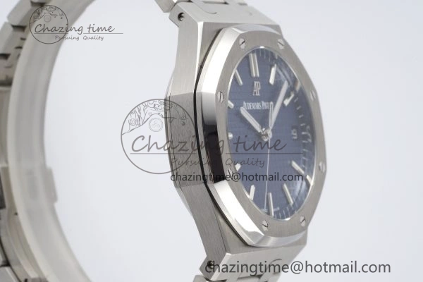 Royal Oak 41mm 15500 SS ZF 1:1 Best Edition Blue Textured Dial on SS Bracelet A4302 Super Clone V Comfortable 4713