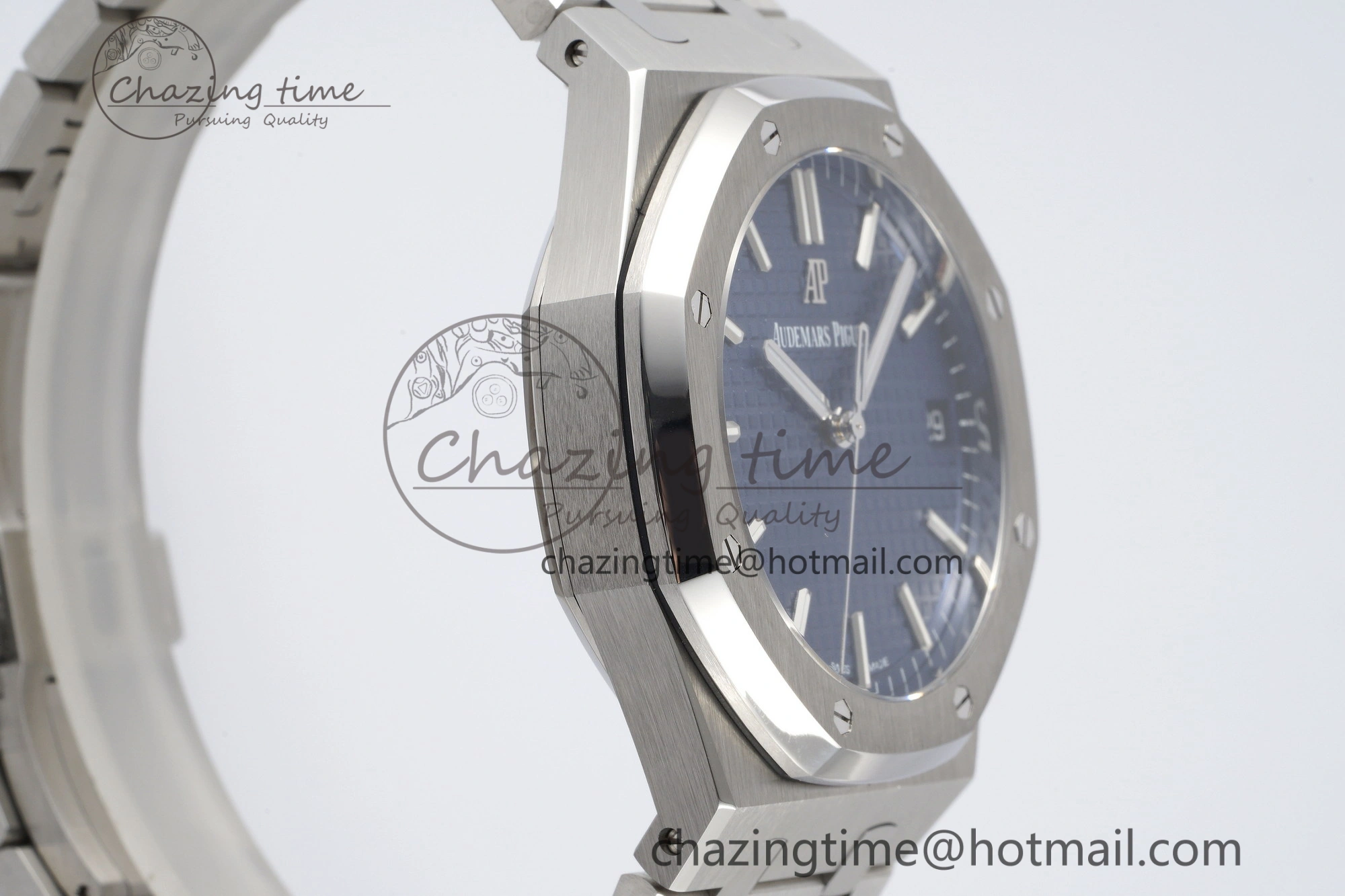 Royal Oak 41mm 15500 SS ZF 1:1 Best Edition Blue Textured Dial on SS Bracelet A4302 Super Clone V Comfortable 4713