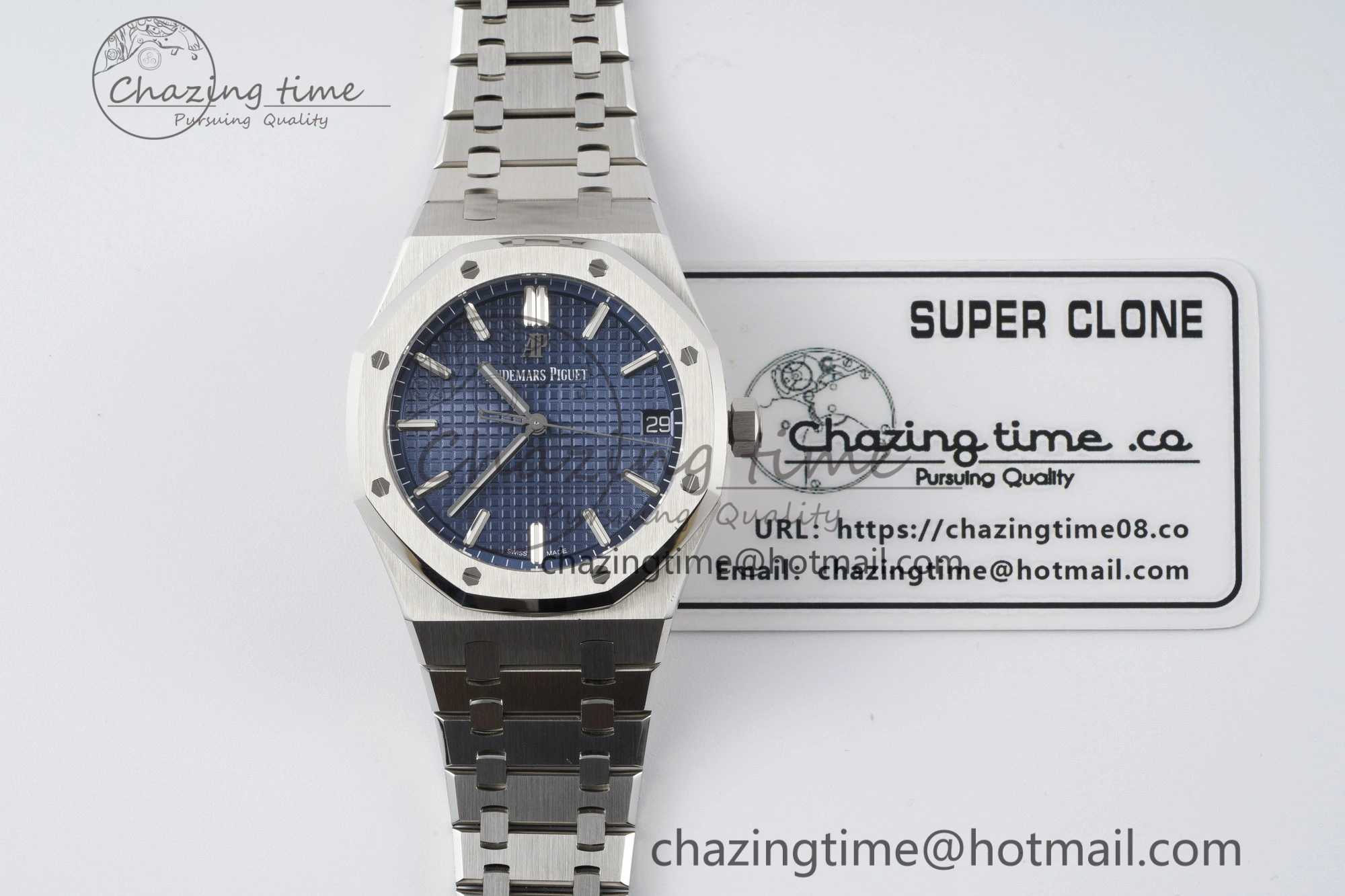 Royal Oak 41mm 15500 SS ZF 1:1 Best Edition Blue Textured Dial on SS Bracelet A4302 Super Clone V Comfortable 4713
