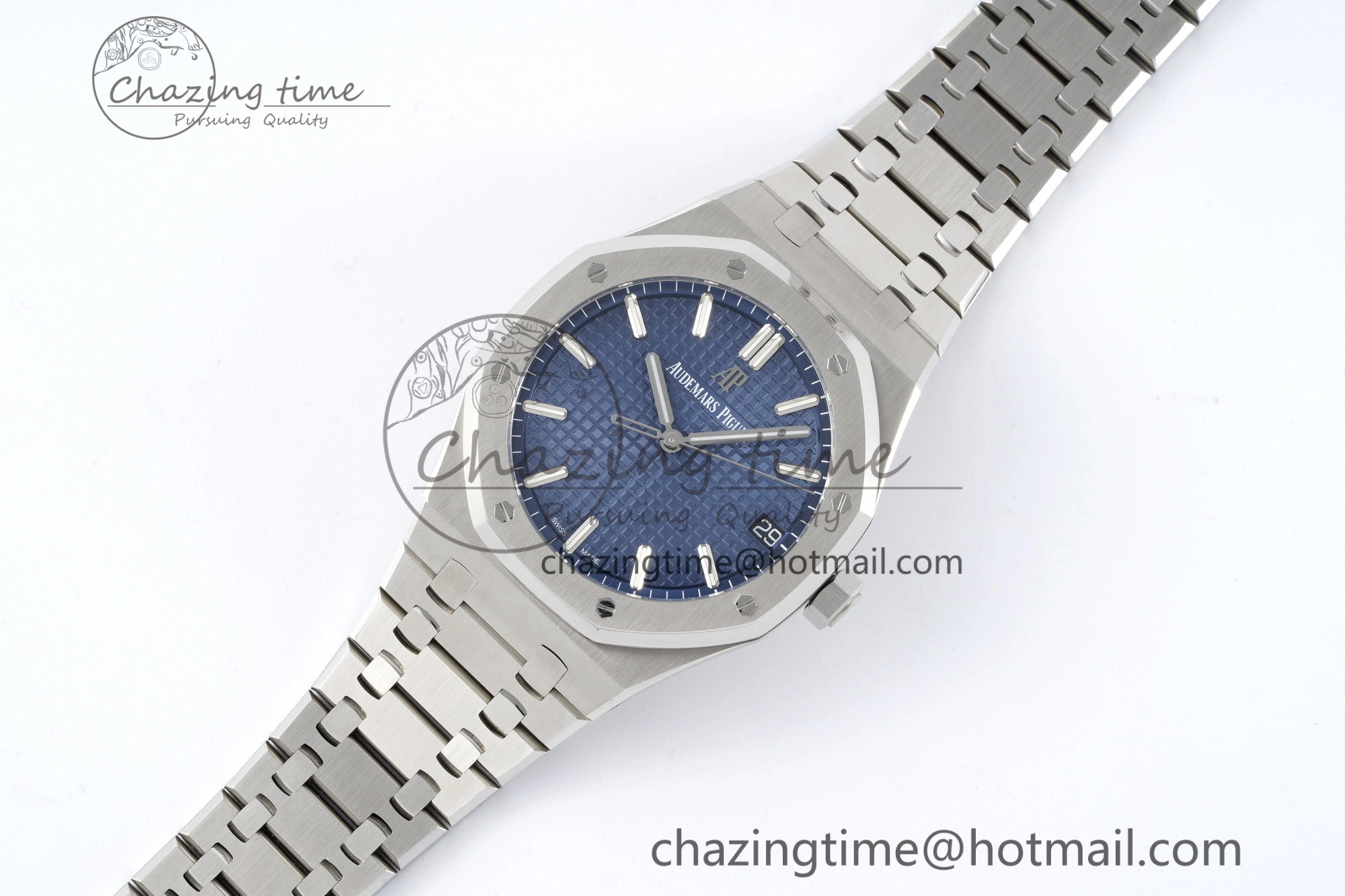 Royal Oak 41mm 15500 SS ZF 1:1 Best Edition Blue Textured Dial on SS Bracelet A4302 Super Clone Affordable 4739