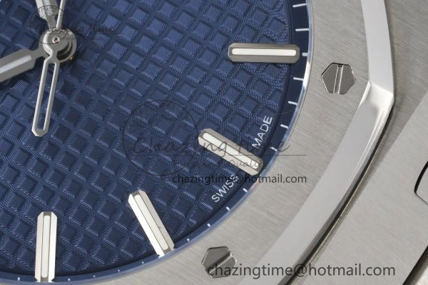 Royal Oak 41mm 15500 SS ZF 1:1 Best Edition Blue Textured Dial on SS Bracelet A4302 Super Clone Affordable 4739