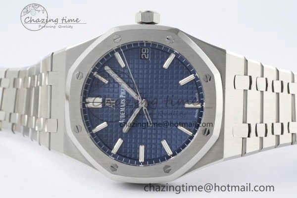 Royal Oak 41mm 15500 SS ZF 1:1 Best Edition Blue Textured Dial on SS Bracelet A4302 Super Clone Affordable 4739