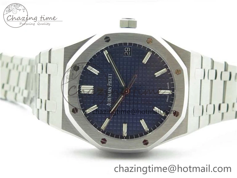 BestValue Royal Oak 41mm 15500 SS ZF 1:1 Best Edition Blue Textured Dial on SS Bracelet A4302 V2 (Free Box) 4826