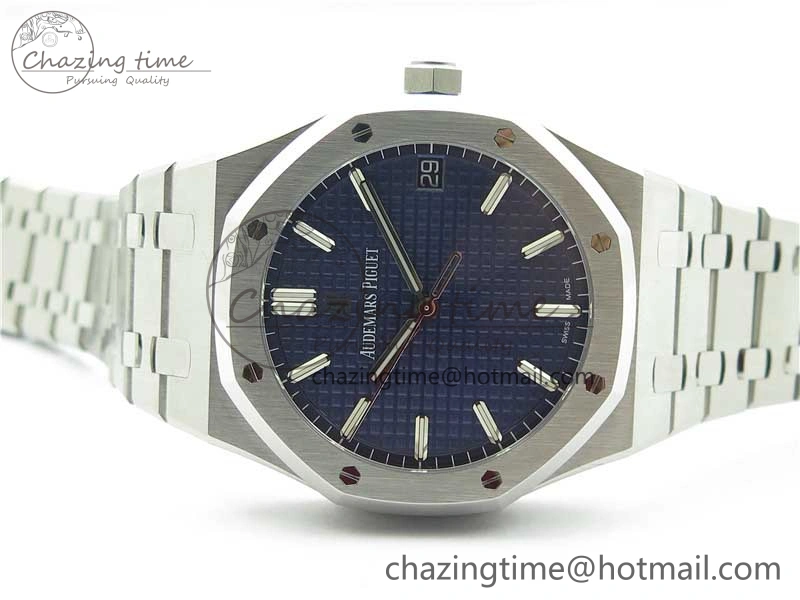 BestValue Royal Oak 41mm 15500 SS ZF 1:1 Best Edition Blue Textured Dial on SS Bracelet A4302 V2 (Free Box) 4826