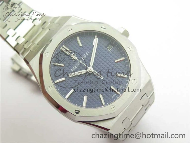 BestValue Royal Oak 41mm 15500 SS ZF 1:1 Best Edition Blue Textured Dial on SS Bracelet A4302 V2 (Free Box) 4826