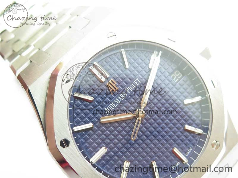 BestValue Royal Oak 41mm 15500 SS ZF 1:1 Best Edition Blue Textured Dial on SS Bracelet A4302 V2 (Free Box) 4826