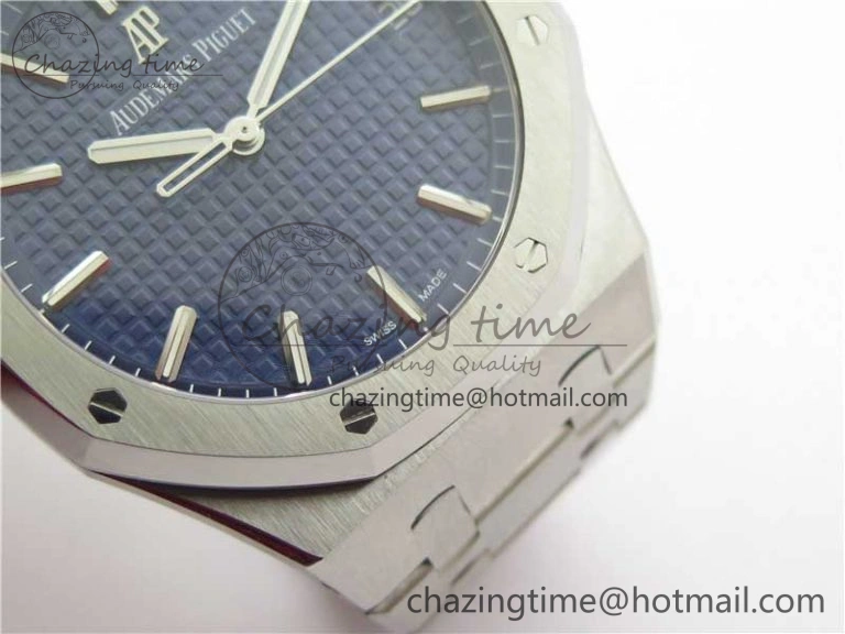 BestValue Royal Oak 41mm 15500 SS ZF 1:1 Best Edition Blue Textured Dial on SS Bracelet A4302 V2 (Free Box) 4826
