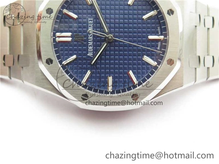 BestValue Royal Oak 41mm 15500 SS ZF 1:1 Best Edition Blue Textured Dial on SS Bracelet A4302 V2 (Free Box) 4826