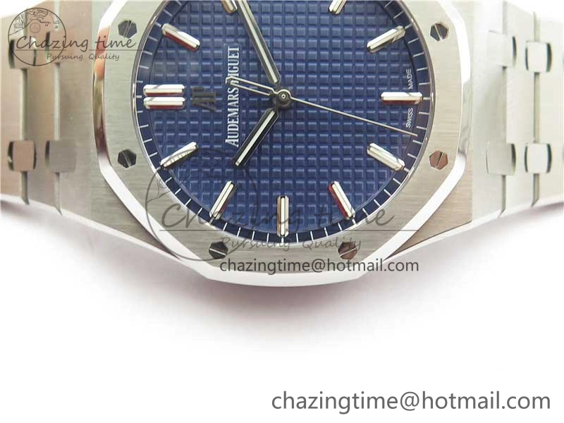 BestValue Royal Oak 41mm 15500 SS ZF 1:1 Best Edition Blue Textured Dial on SS Bracelet A4302 V2 (Free Box) 4826