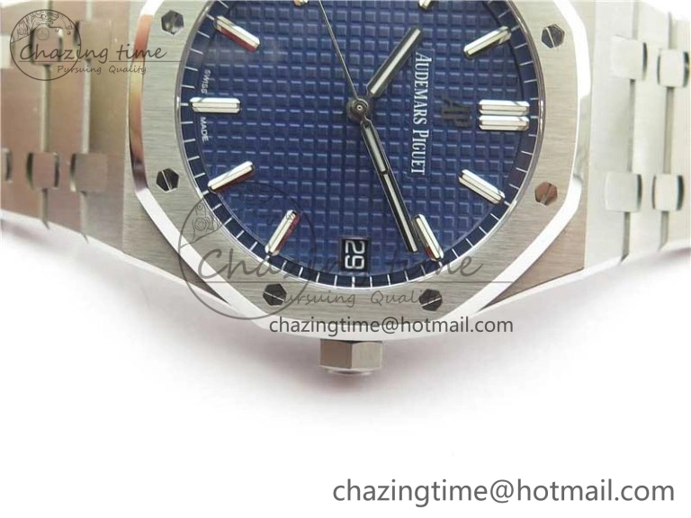 BestValue Royal Oak 41mm 15500 SS ZF 1:1 Best Edition Blue Textured Dial on SS Bracelet A4302 V2 (Free Box) 4826
