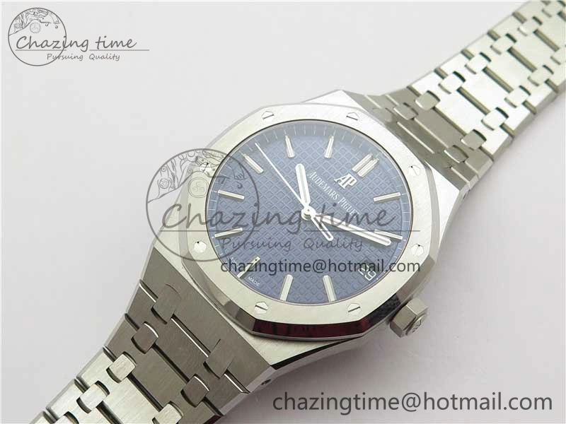 BestValue Royal Oak 41mm 15500 SS ZF 1:1 Best Edition Blue Textured Dial on SS Bracelet A4302 V2 (Free Box) 4826