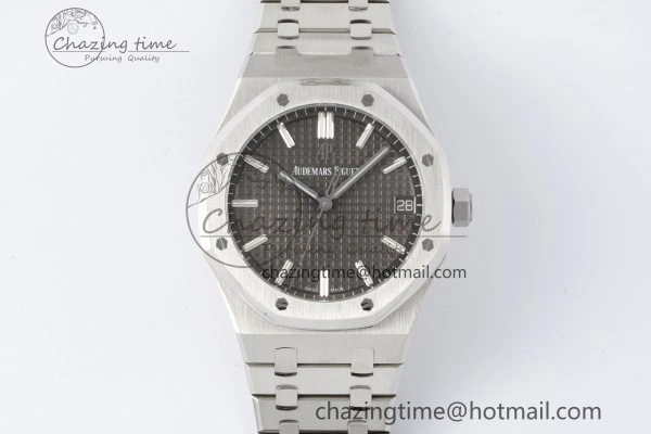 Bright Royal Oak 41mm 15500 SS ZF 1:1 Best Edition Gray Textured Dial on SS Bracelet A4302 Super Clone V 4709