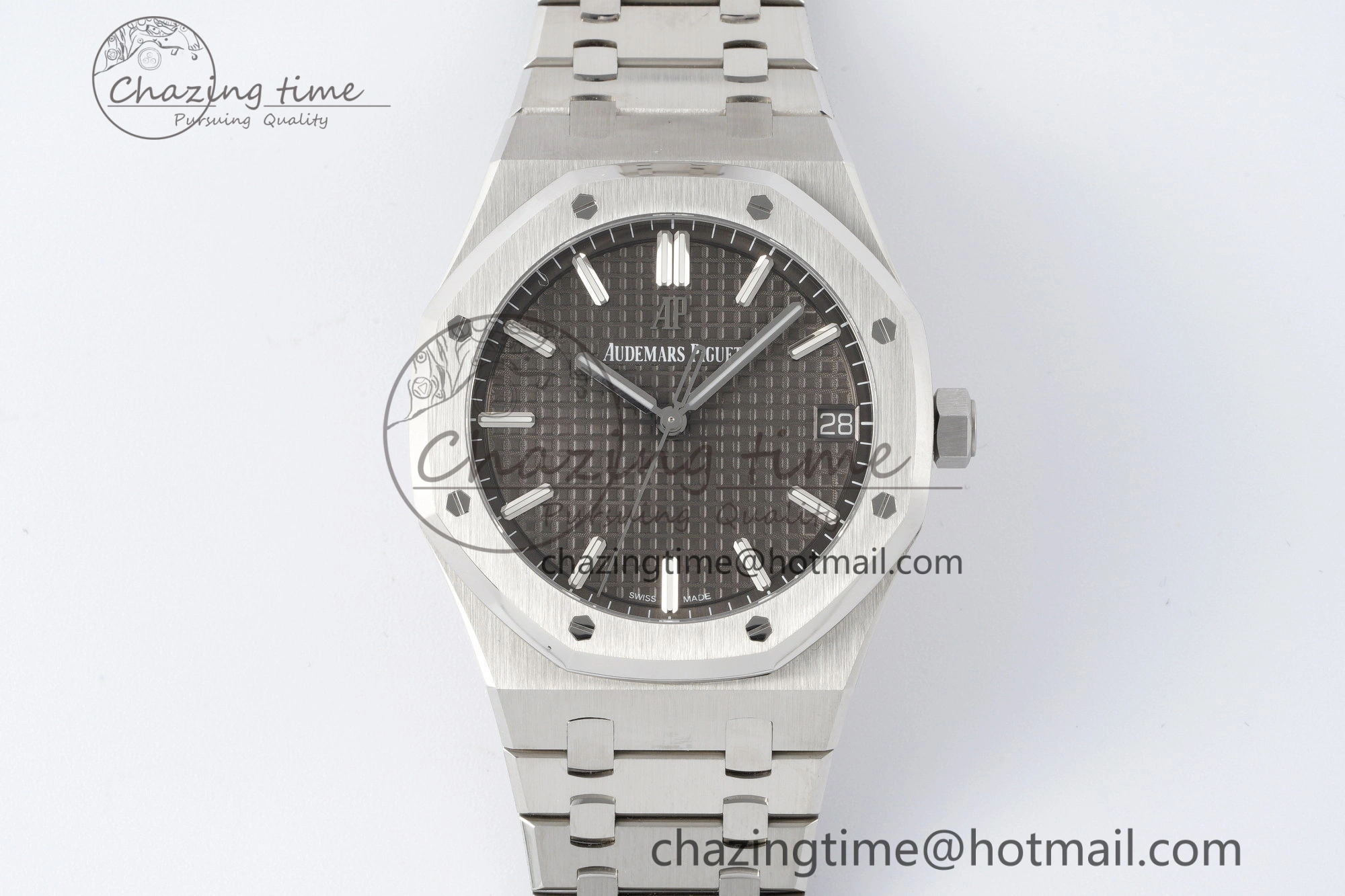 Bright Royal Oak 41mm 15500 SS ZF 1:1 Best Edition Gray Textured Dial on SS Bracelet A4302 Super Clone V 4709
