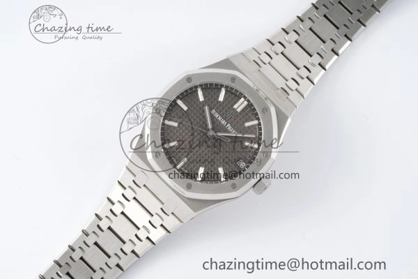 Bright Royal Oak 41mm 15500 SS ZF 1:1 Best Edition Gray Textured Dial on SS Bracelet A4302 Super Clone V 4709