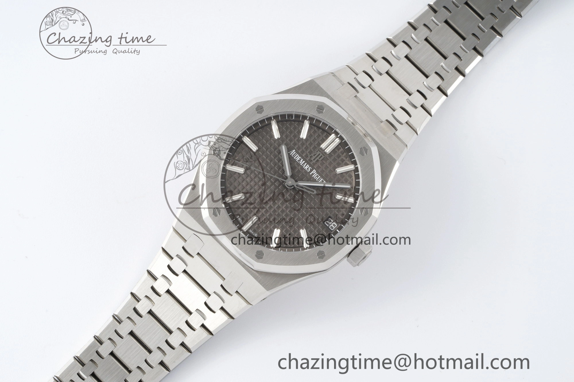 Bright Royal Oak 41mm 15500 SS ZF 1:1 Best Edition Gray Textured Dial on SS Bracelet A4302 Super Clone V 4709