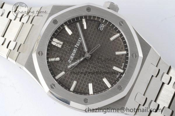 Bright Royal Oak 41mm 15500 SS ZF 1:1 Best Edition Gray Textured Dial on SS Bracelet A4302 Super Clone V 4709